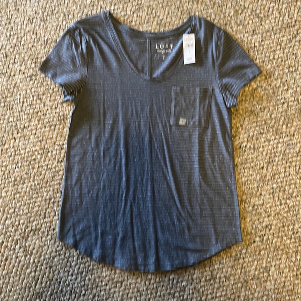Loft blue and silver striped shirt